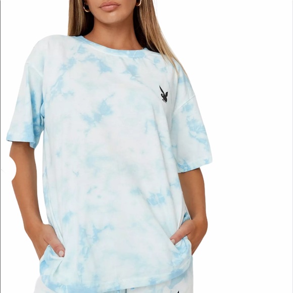 Playboy Blue Tie Dye Oversized T-Shirt - Picture 3 of 6